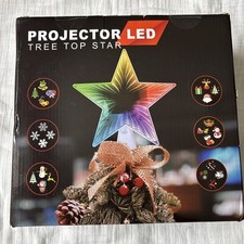 Projector LED Tree Top Star Mirrored Xmas Topper With Colorful Lights