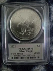RARE SIGNED 2022 $1 US American Eagle PCGS .999 Silver FIRST STRIKE 1/500 L.E.