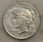1935-P Peace Dollar - VG - Very Good - 90% Silver