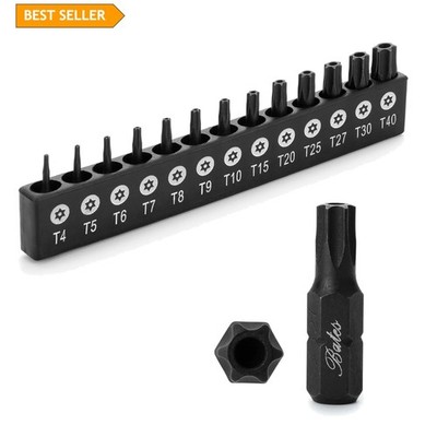 Bates 13-Piece Tamper Proof Torx Bit Set T4-T40 - Durable S2 Steel Design