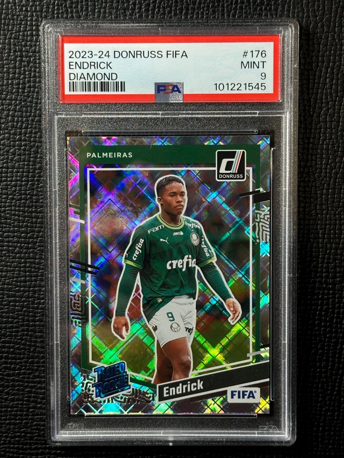 2023-24 Panini Donruss Endrick #176 Diamond Refractor Rated Rookie PSA 9 MINT