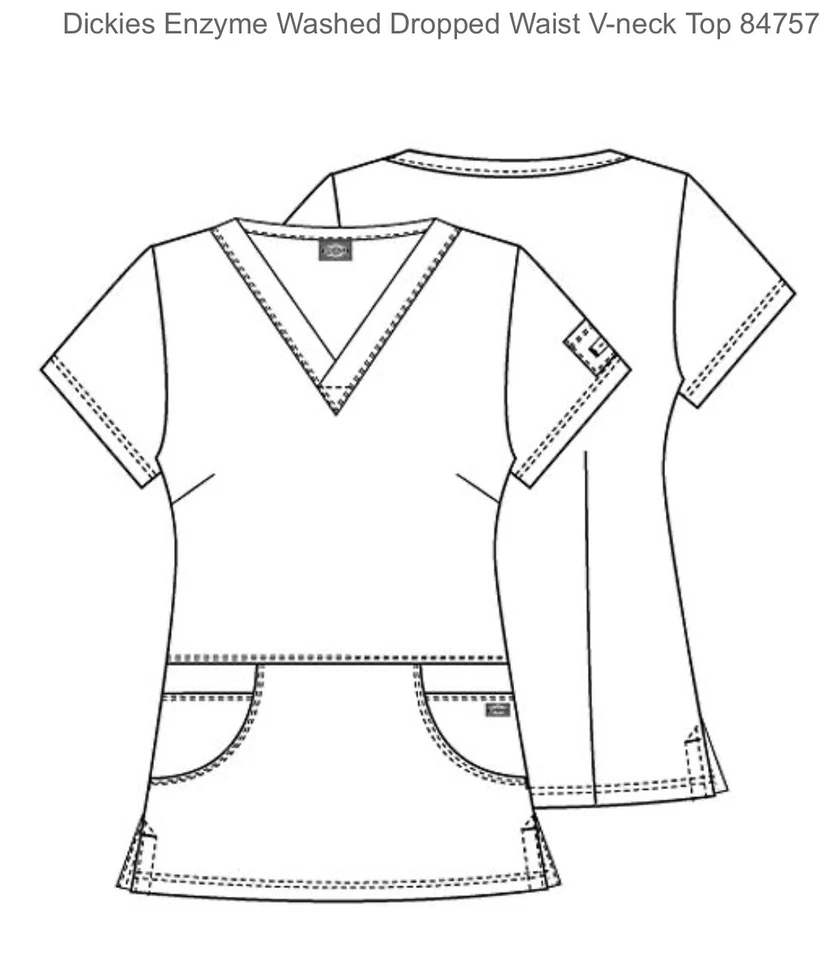 Blusa Médica Dickies Cuello en V Cintura Caída Camisa Marrón con Costuras Rosa Talla XS Foto 2 de 4