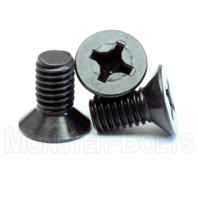 Bulk Qty 600 - M6 x 40mm DIN 965 Metric Phillips Flat Machine Screw Black Ox