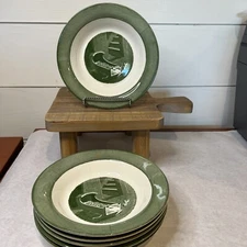 Set of 6 Colonial Homestead by Royal Rimmed Soup Bowls 8.5" Vintage