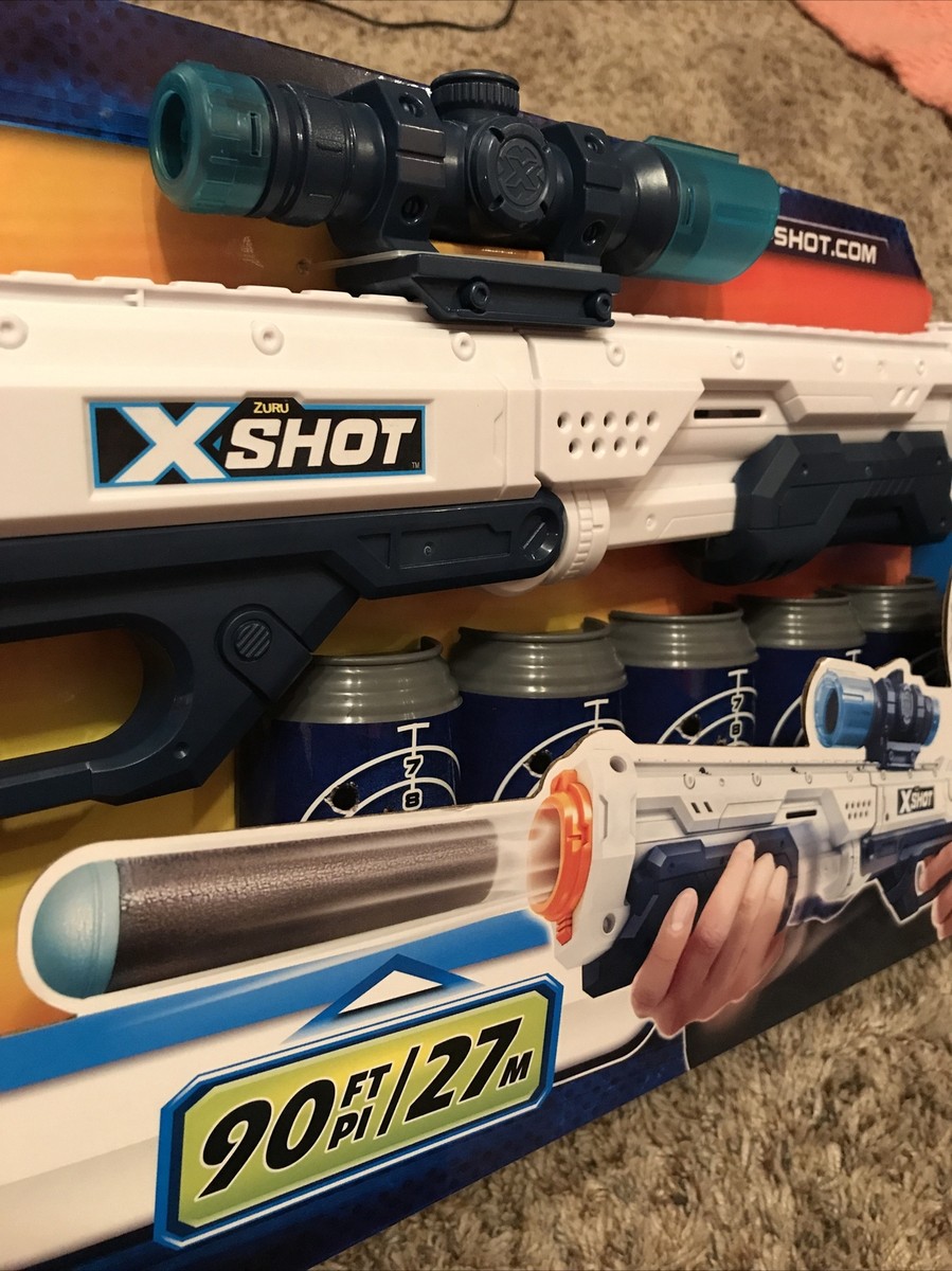 ZURU Xshot Hawk Eye Pump Action Dart Blaster 12 Darts 5 Cans 90ft