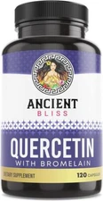 Ancient Bliss Quercetin with Bromelain  Quercetin 1000mg  120Caps Organic/Vegan
