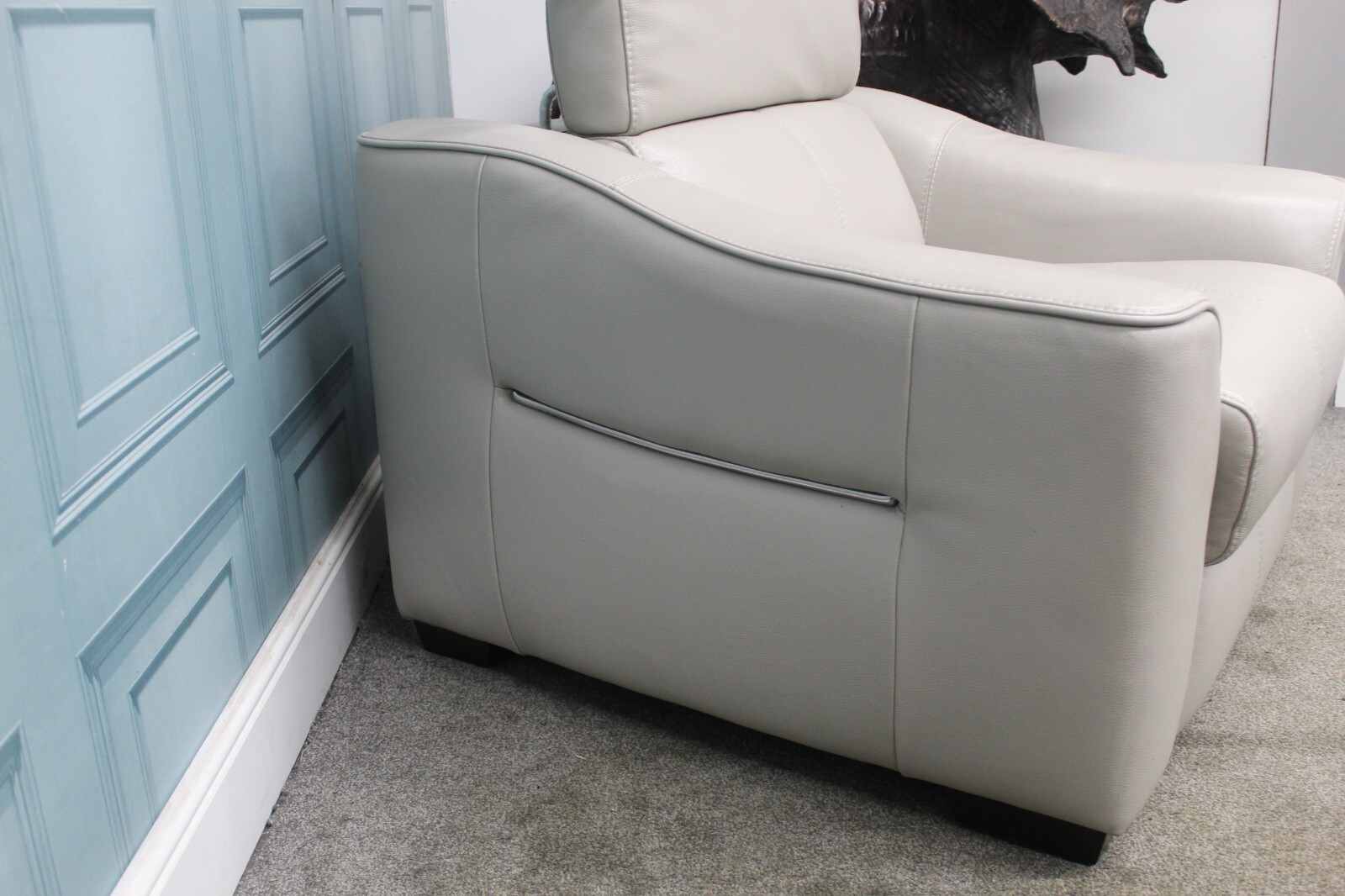 FURNITURE VILLAGE ELIXIR FEATHER GREY LEATHER STANDARD ARMCHAIR eBay