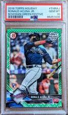 💎 2018 Topps Bowman Holiday RONALD ACUNA JR RC /99 Green Festive SP PSA 10 💎
