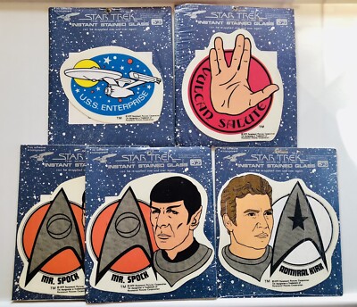 1979 Aviva STAR TREK Instant Stained Glass Lot Of 5 Spock Captain Kirk SEALED