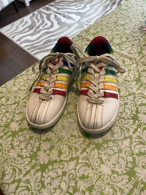 K-Swiss Classic White Rainbow Kids Size Varsity Casual