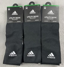 Total 3 PAIRS of ADIDAS Utility All Sport Socks Over The Calf Black Size M NWT