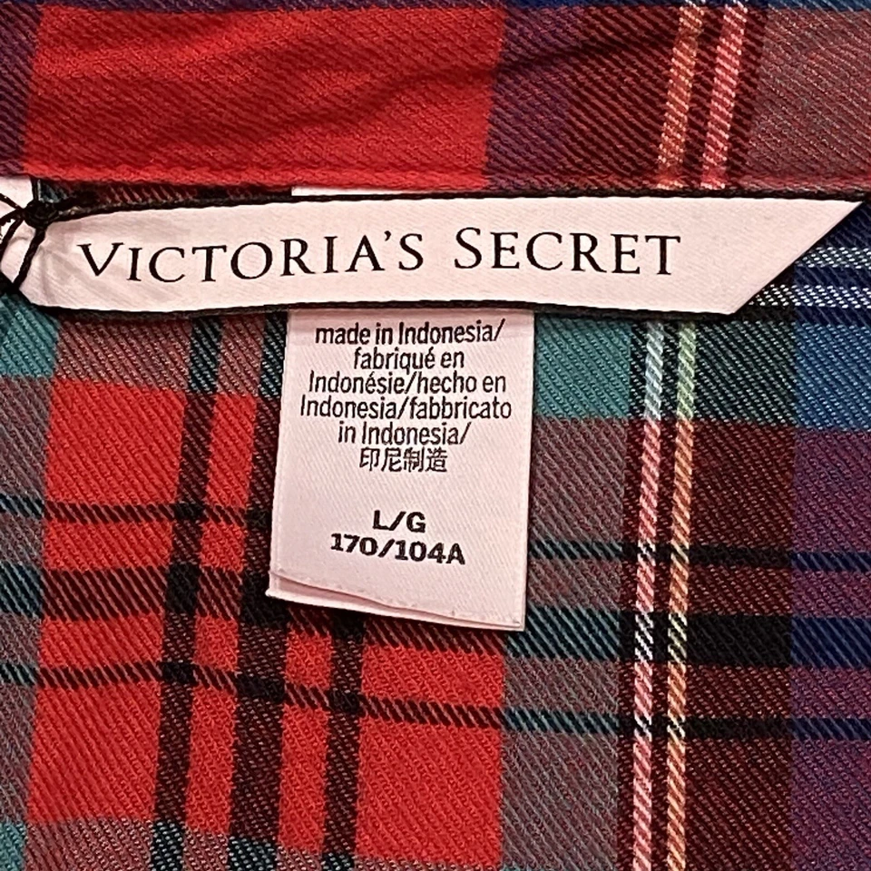 Conjunto de pijama Victorias Secret nuevo con etiquetas ropa de dormir mujer grande franela a cuadros roja Foto 2 de 4