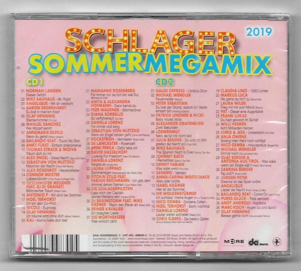 Schlager Sommer Megamix 2019 / 2 CDs / NEU & OVP - Bild 2 von 2