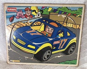 Vintage 1997 Tonka Race Car Children’s Playskool Wooden Jigsaw Puzzle