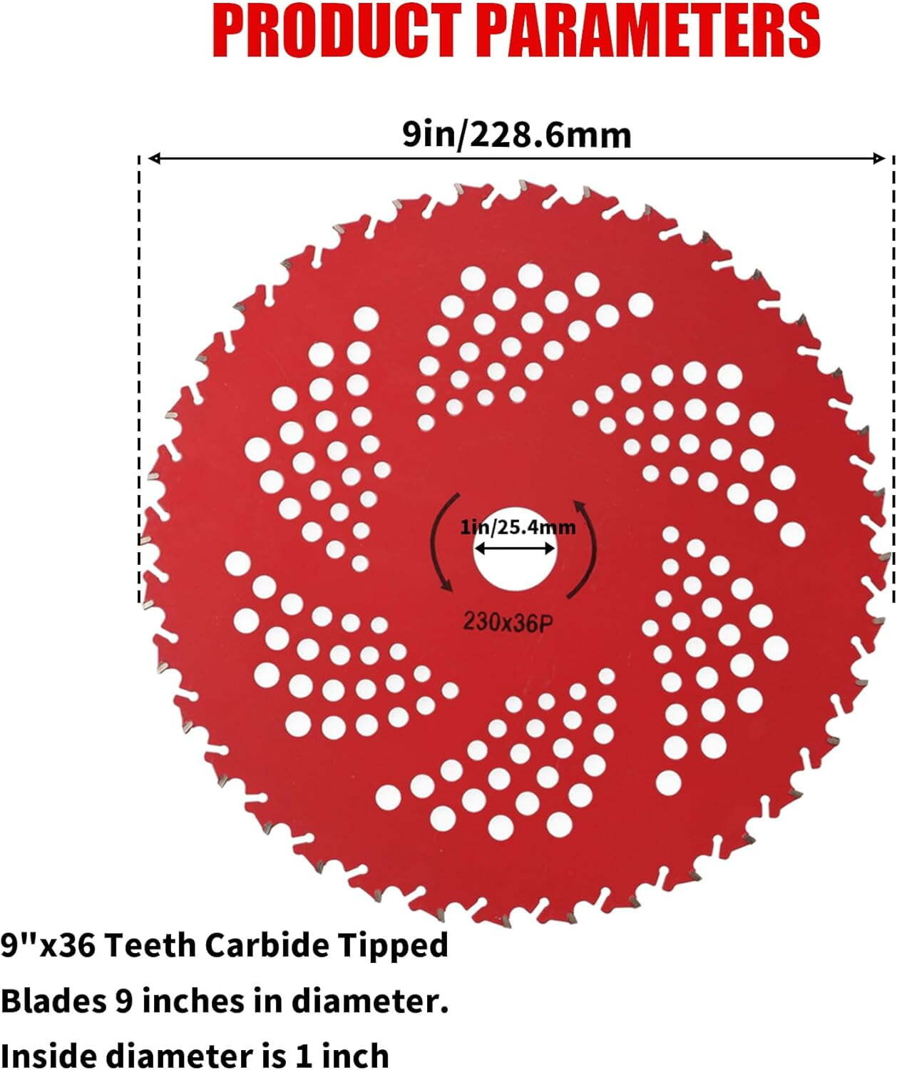 2 Pack 9" Carbide Brush Cutter Blades 36T with Universal Adapter for Trimmers