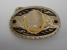 VINTAGE NOS BELT BUCKLE OPALITE CABOCHON WESTERN DESIGN LOCALLY MADE