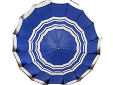 1933 UMBRELLA IN ORIGINAL SHIPPING TUBE NAVY BLUE  SILVER LUCITE HANDLE NICE