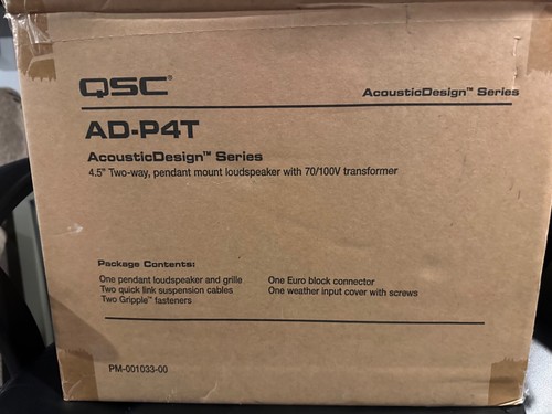 New QSC AD-P4T 4.5" 30 W Two-Way Pendant-Mount Loudspeaker, Black (K2)