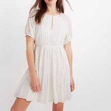 Madewell Eyelet Floral Tassel-Tie Mini Dress Short Sleeve Keyhole AL321 Size 4
