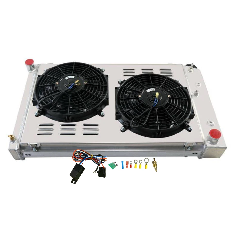 4 Row Radiator+Shroud Fan For 1975-1979 Chevy Nova/ 70-81 Chevy Camaro ALLOY Foto 3 de 4