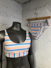 Romero Bikini Colorful Striped Bikini Size Large