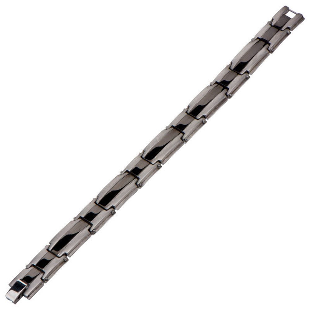 Inox Men'S Stainless Steel Matte & Polish Finish Ip Black Line Bracelet Br9011 839546731549 eBay