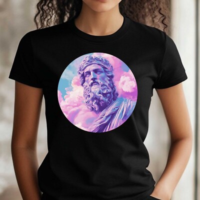 T-Shirt Frauen Gott Zeus Vaporwave Motiv Baumwolle Größe XS bis 3XL