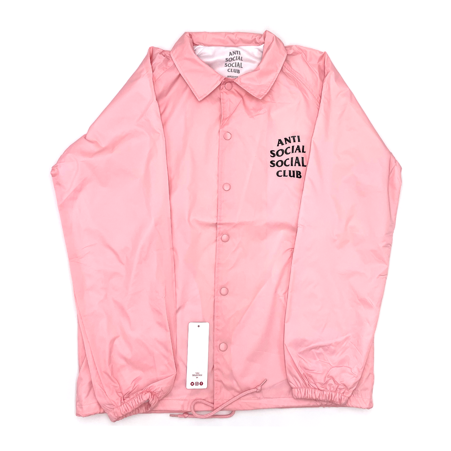 Antisocial Social Club Coach Jacket Pink White (ASSW335) Men's Size M-L