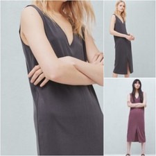 NEW MANGO (ZARA group) Modal Midi dress Burgundy / Dark Gray  size EUR L USA 8