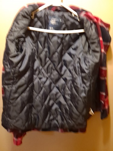 American Eagle Outfitters Red Blue Plaid Pea Coat Size M Women’s Quilted 2009 - Picture 6 of 6