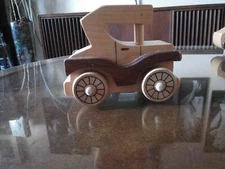 Vintage car Wooden Childs Toy  With Wheels Handcrafted TOYS BY JOEL family owned
