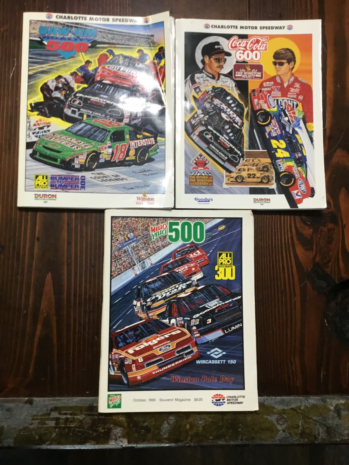 3 CHARLOTTE MOTOR SPEEDWAY 500 and 600 NASCAR RACING SOUVENIR PROGRAMS