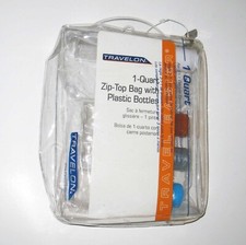 NEW Travelon 1 Quart Zip Top Bag with Bottles Orange  Blue TSA Compliant Travel