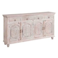 BUFFET CREDENZA BASSA ORIENTALE BIANCO DECAPATO LEGNO MASSIC cm 180 x 40 x H 100