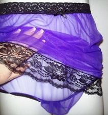 PURPLE Sheer Nylon SLIP PANTY COMBO MEN WOMEN 36-46 Waist Slip Length 22"