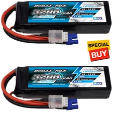 NHX Muscle Pack 4S 14.8V 3200mAh 50C Lipo Battery (2) w/ EC3 Connector
