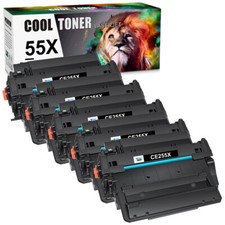 5 Pack CE255X 55X Toner Compatible With HP LaserJet P3015 P3015d P3015dn P3015n