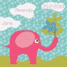 Kreuzstich Geburt Sampler Set Oder Muster Von Florashell - Rosa Elefant