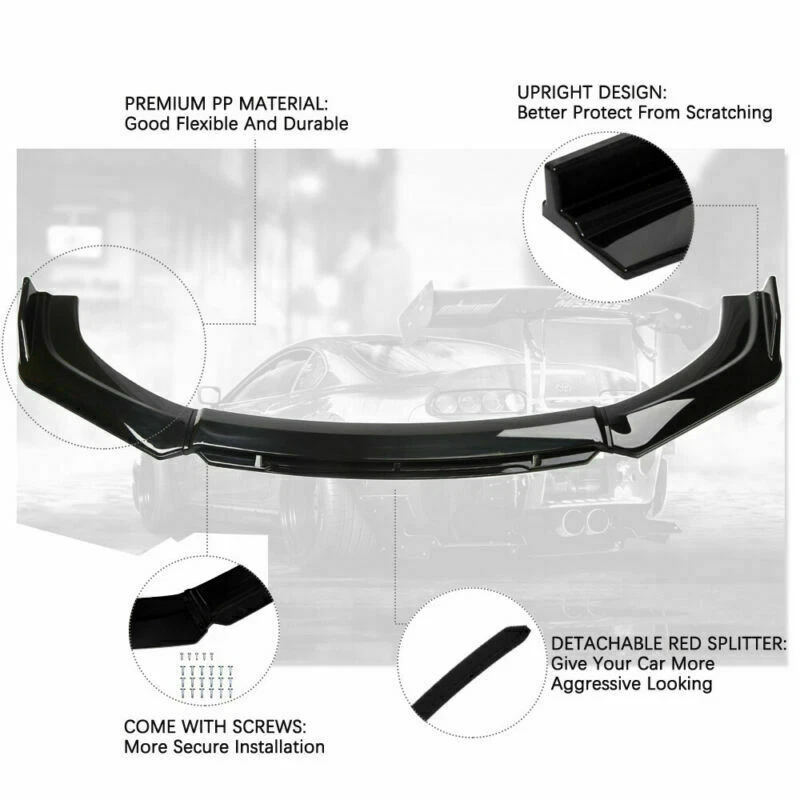 Front Bumper Lower Lip Spoiler+Splitter Body Glossy Black For Mazda CX-30 CX-5 - Imagem 4 de 4