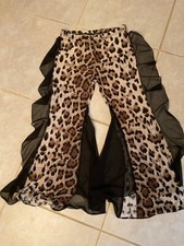 70  s Leopard Print Sheer Side Flared Bottom Hippie Pants size S/M