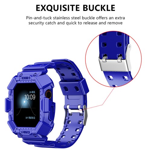 Designed for Apple Watch Series 9/8/7/6/5/4/3/2/Se,Rugged Case with Strap Bands - Picture 15 of 31