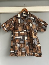 1960s Malia Hawaiian Shirt W Loop Collar Men's M/S