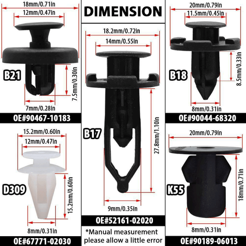 100x Apto para TOYOTA Panel de ajuste Clips Guardabarros Empuje Pin Remache 7 8 9mm Motor - Imagen 2 de 10