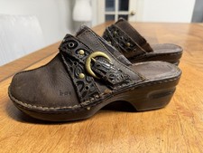 BOC Born Women's 9 Concept Brown Leather Buckle Slip-On Mule Clogs Shoes EU 39