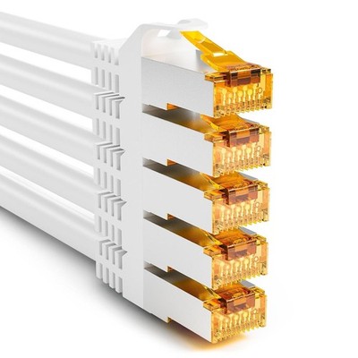 iwillink 5x 1M Patchkabel CAT 7, Lan Kabel CAT 7 Kurz - Weiß | 10Gbps-600Mhz,