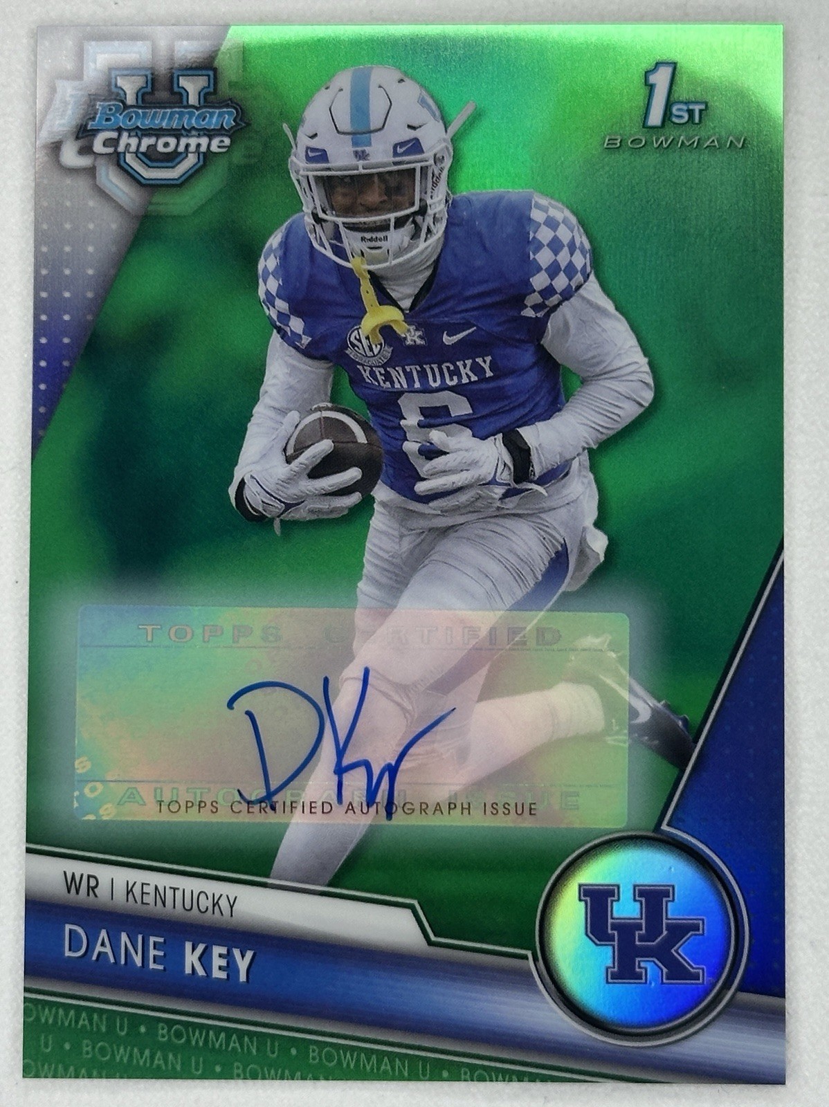 Dane Key 2023 Bowman Chrome U Green Bowman 1st Auto RC /99 Kentucky Wildcats