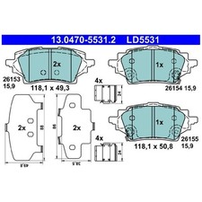 Satz Bremsbeläge Bremsklötze hinten für Toyota C-HR X1 Corolla E21 | 24180293
