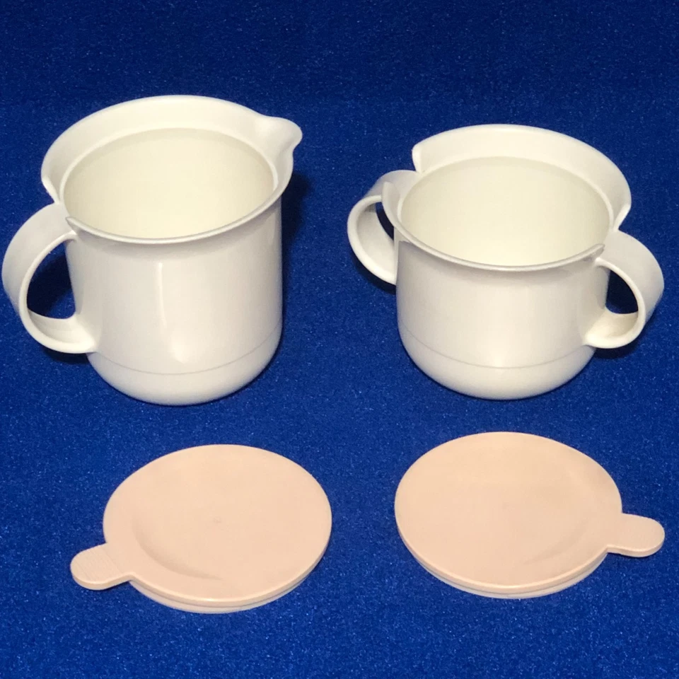 Vintage Tupperware Cream & Sugar Set Pink Lids #2309 #2310 1980"s - Image 2 of 4