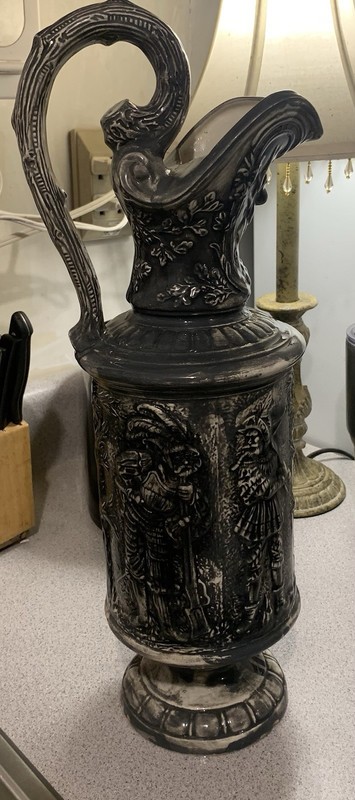Antique Ornate Silverplate Pitcher Jug with Decorative Relief Design Tableware