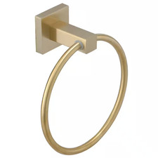 Brushed Gold Towel Ring Wall Mount Bathroom Hand Towel Holder Zinc Alloy Round